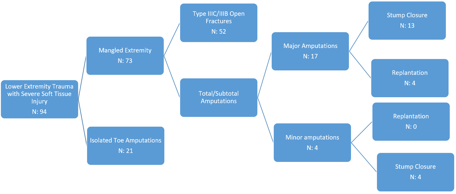 Flow chart for patient inclusion and performed treatment.