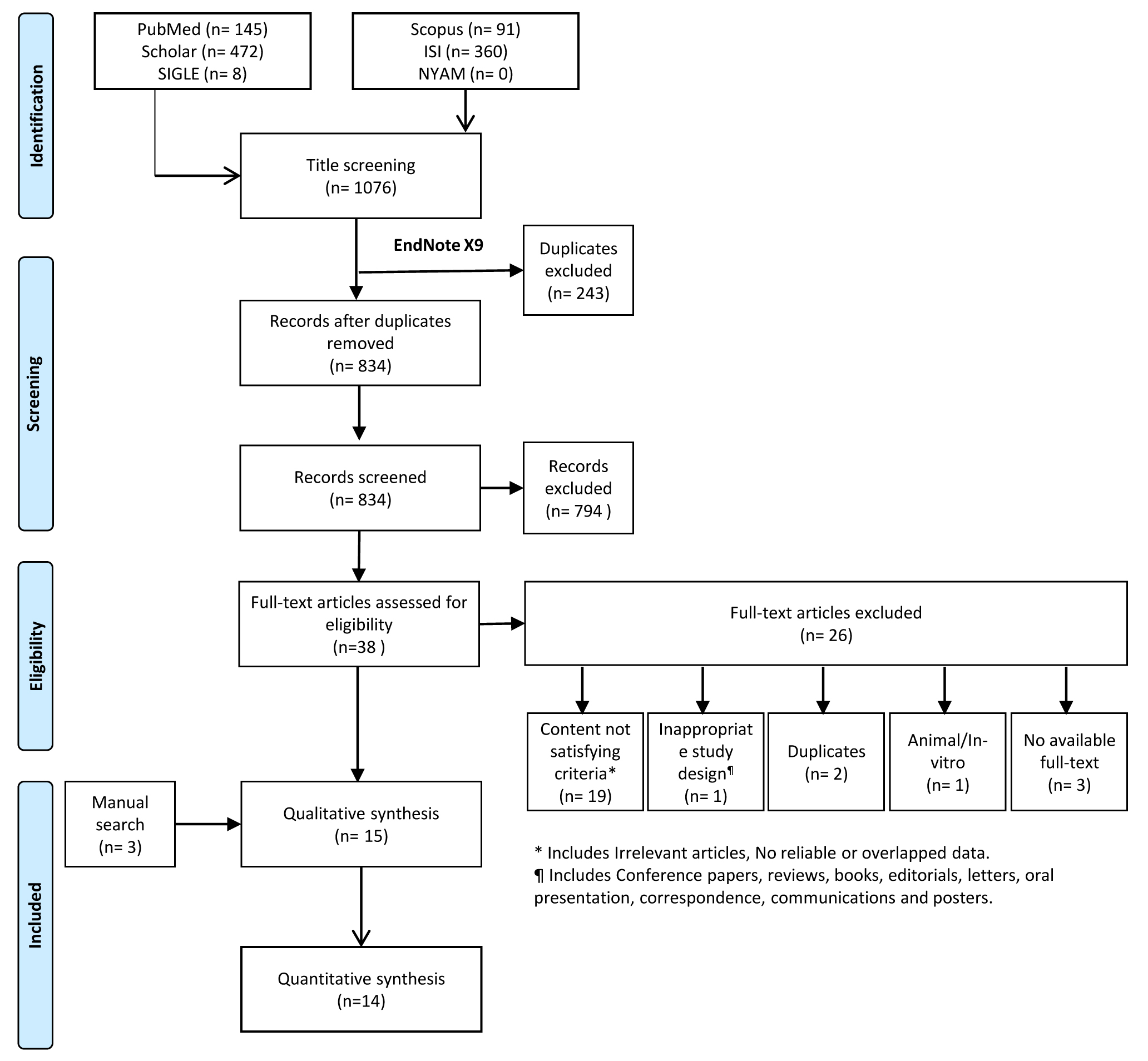 The PRISMA flowchart of the search and screening process.