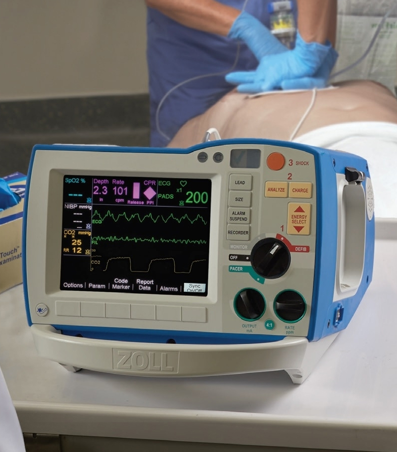 ZOLL R Series® Monitor Defibrillator with
audial and visual feedback feature.