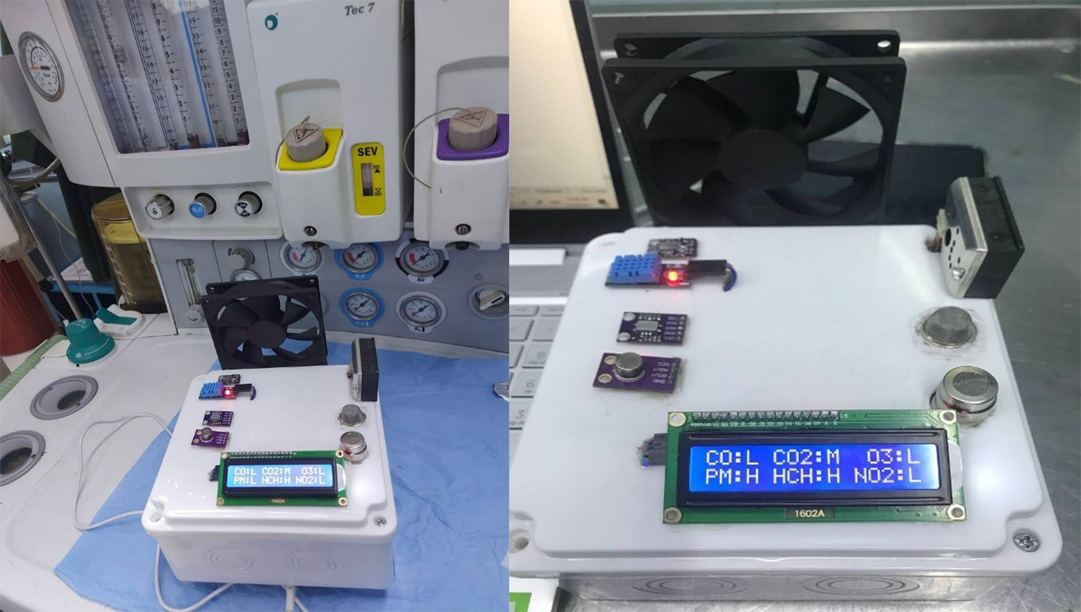 The developed device installed in the surgery room.