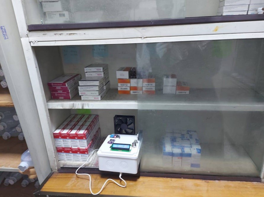 The developed device installed in emergency pharmacy.