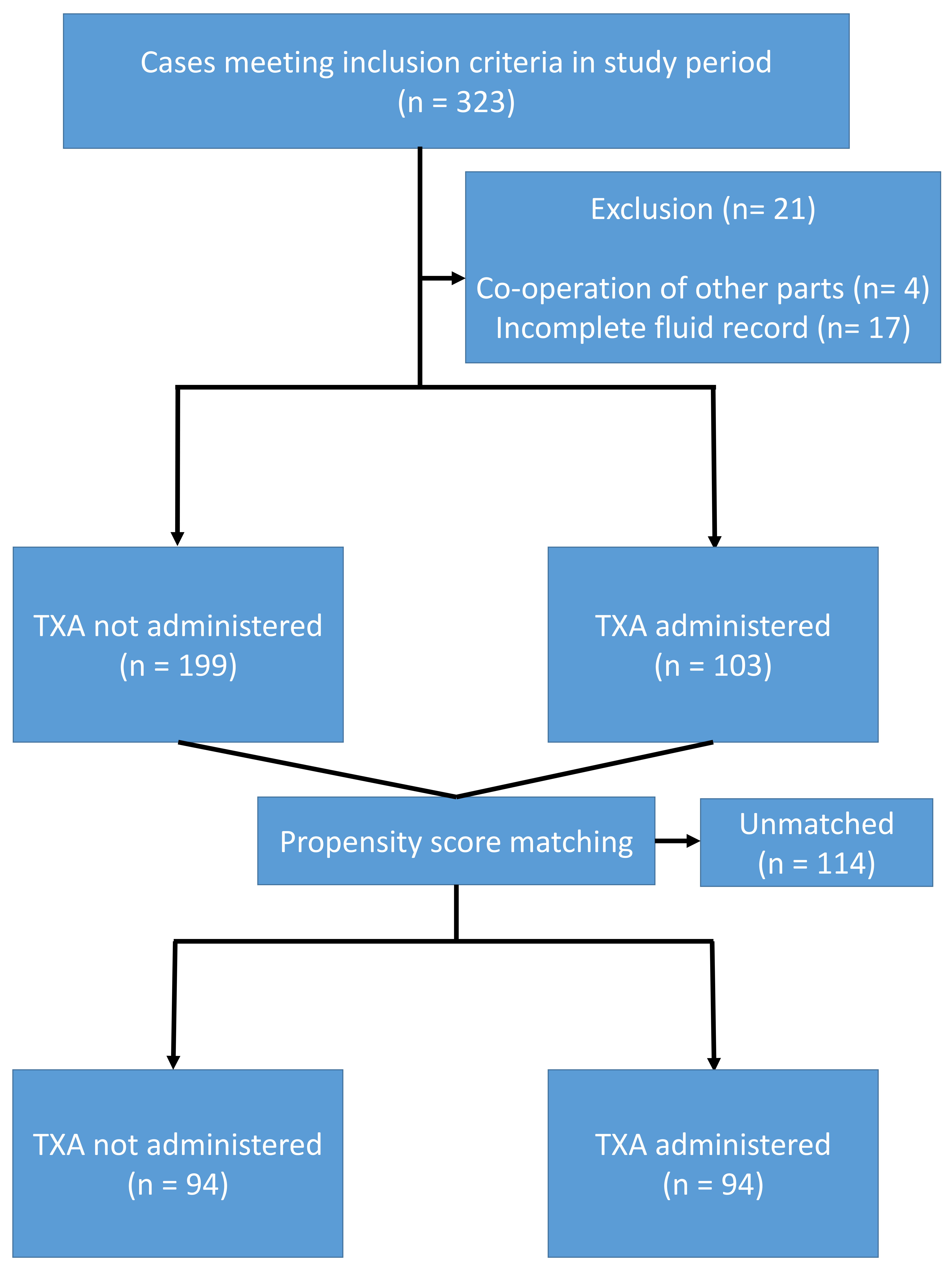 Study flow diagram of patient selection. TXA, Tranexamic acid.